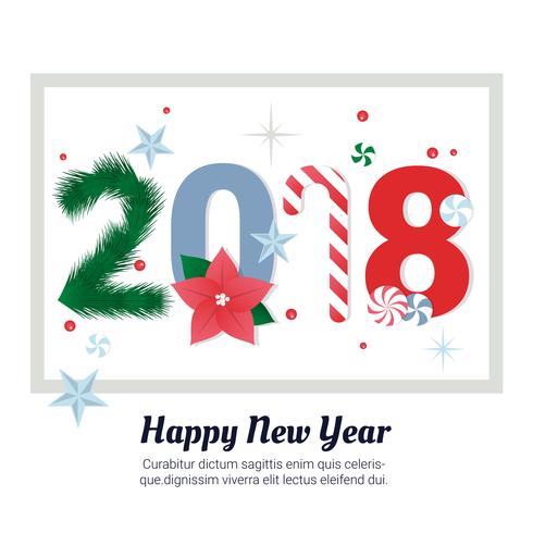 Free Flat Design Vector New Year Greeting Card