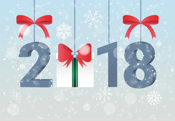 Tarjeta de felicitación de año nuevo de Vector de diseño plano gratis