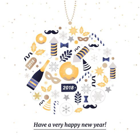 Free Flat Design Vector New Year Greeting