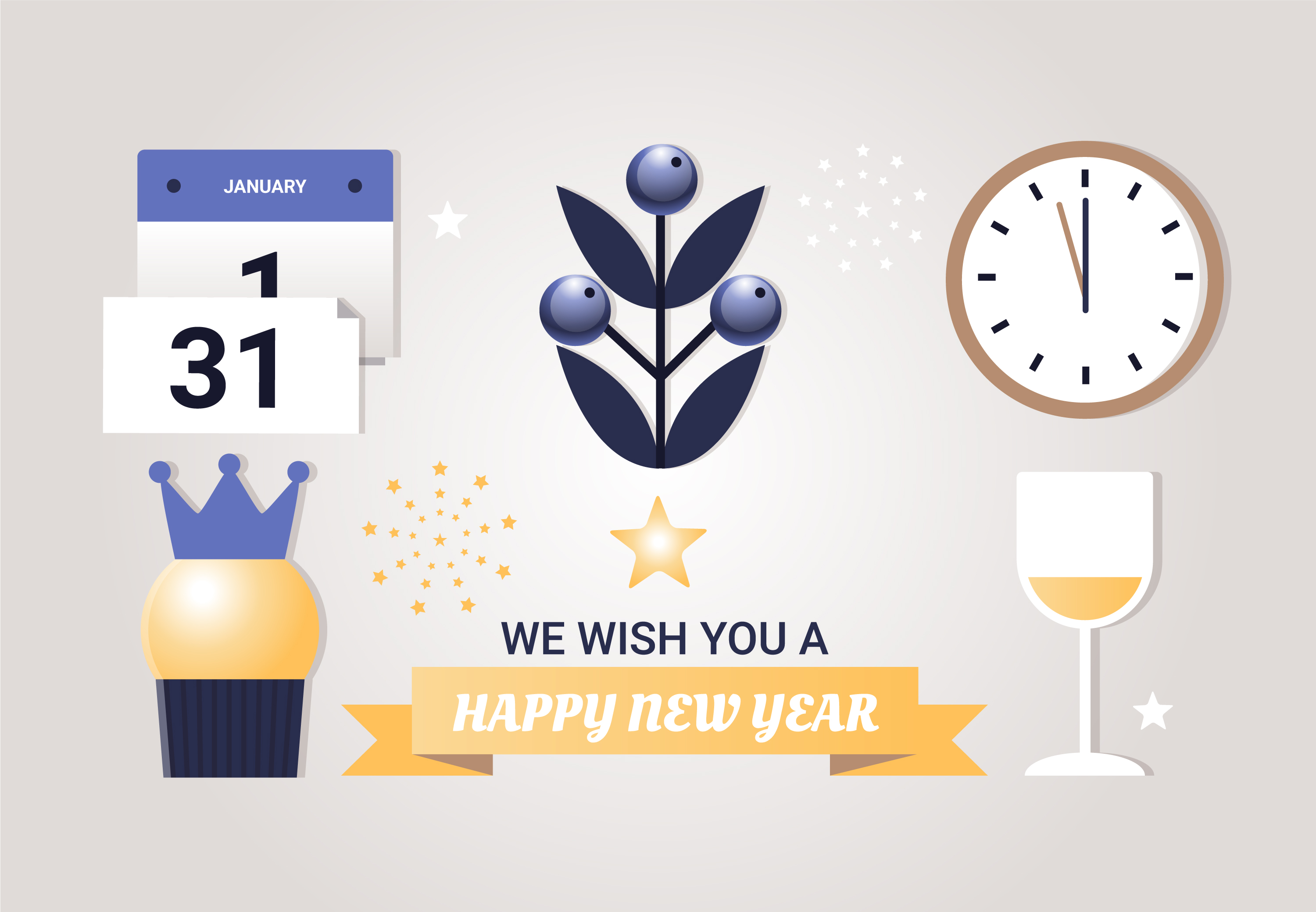 Download Free Flat Design Vector New Year Elements 171225 - Download Free Vectors, Clipart Graphics ...