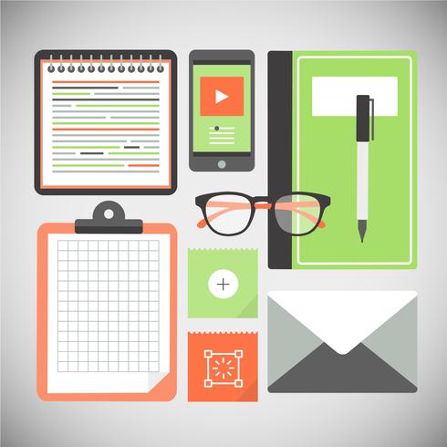 Free Flat Design Vector Office Elements