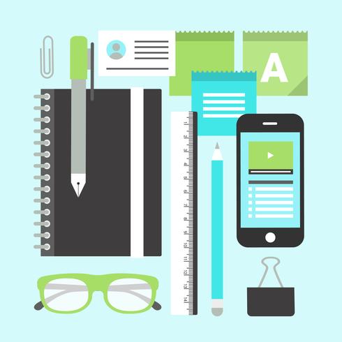 Free Flat Design Vector Digital Office Elements