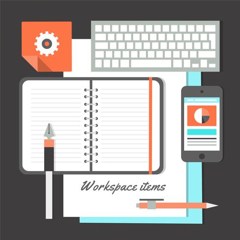 Free Flat Design Vector Workplace Elements