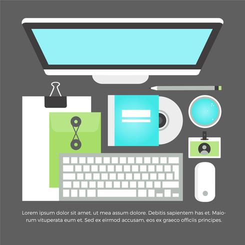 Free Flat Design Vector Home Office Elements