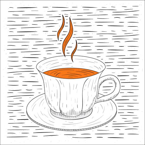 Ilustración de té caliente de vector dibujado a mano libre