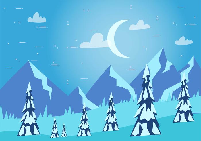 Ilustración de paisaje de invierno de vector dibujado a mano libre