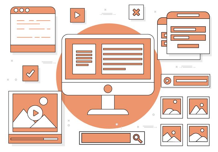 Ilustración de elementos de web de Vector de diseño plano gratis
