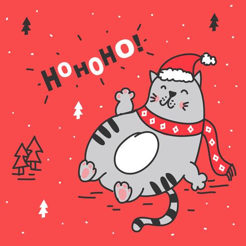 Fat Cat Christmas Card vector