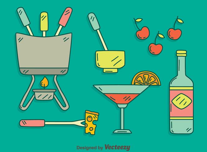 Hand Drawn Fondue Party Vector