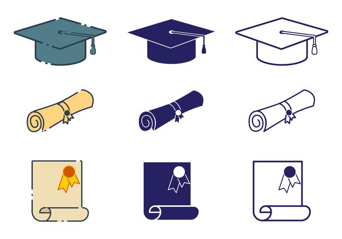 Conjunto de iconos de Diploma vector