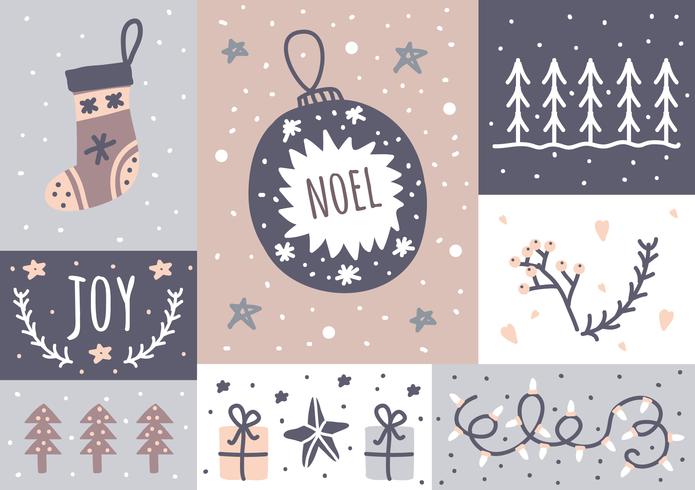 Christmas Card and Sticker Set vector