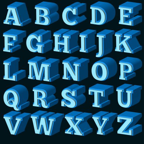 Vector Blue 3d Font