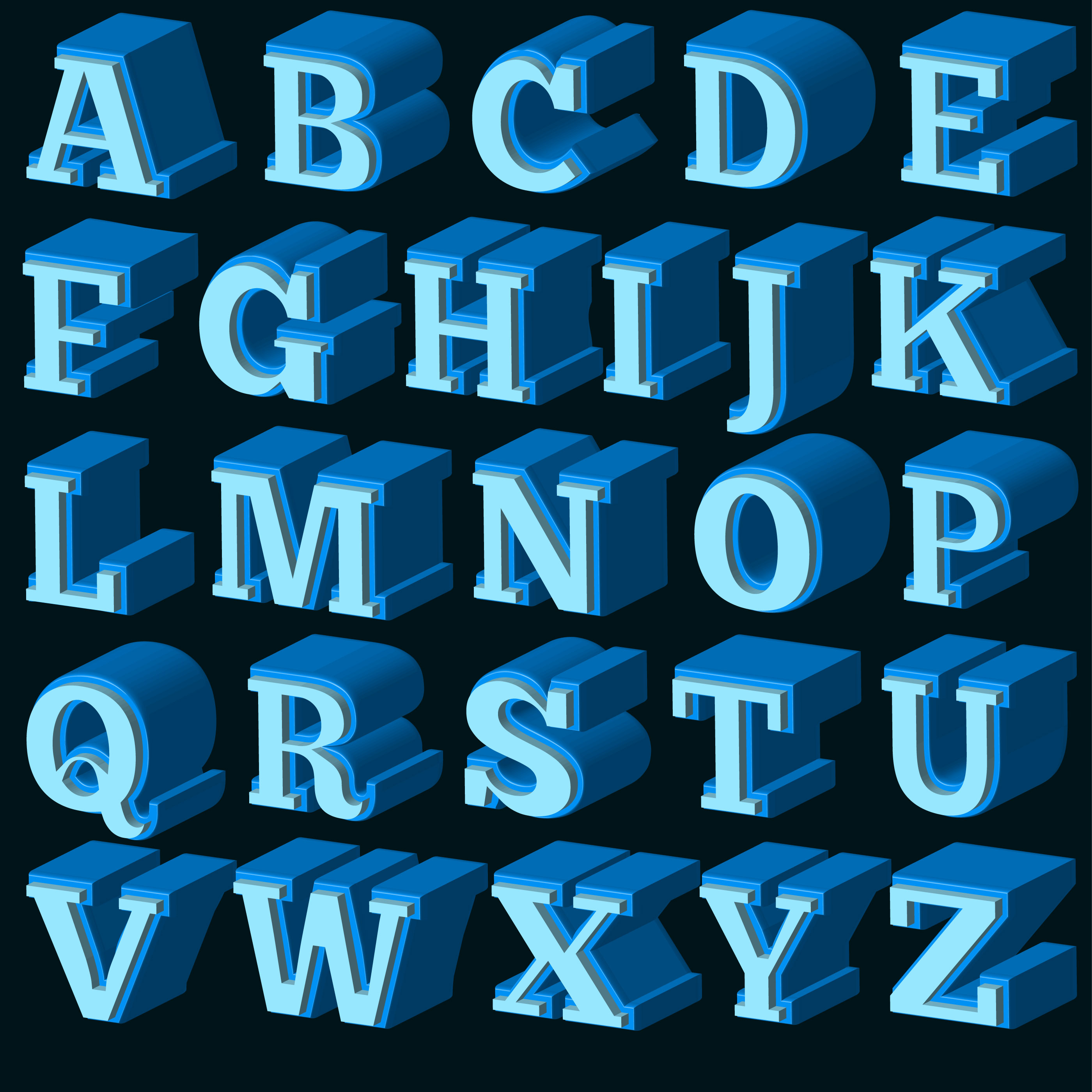 Vector Blue 3d Font 171440 Vector Art At Vecteezy