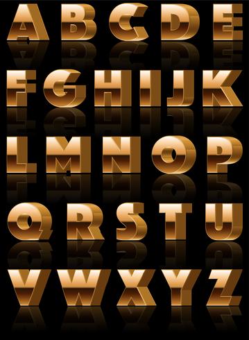 Vector Golden 3d Alphabet