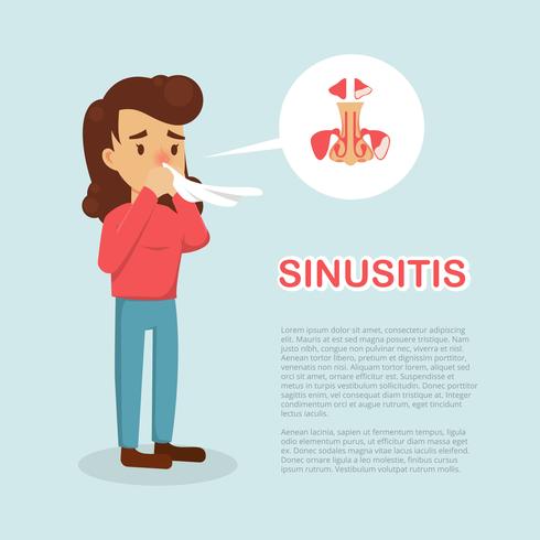 Sinusitis Vector Cartoon Illustration