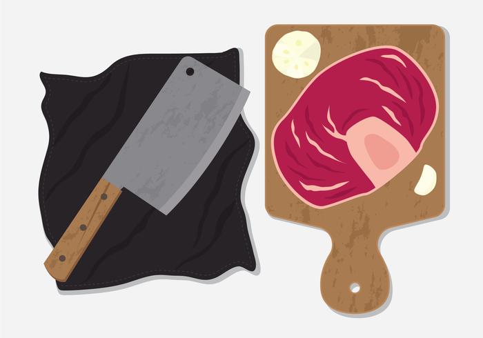 Cuchillo de ternera y carne vector