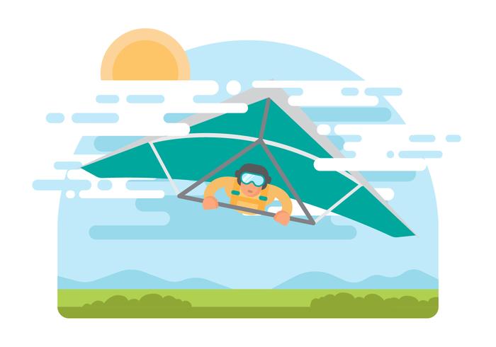 Free Man On Hang-Glider Vector Illustration