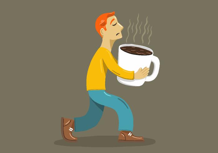 Big Coffee Cup Man Vector