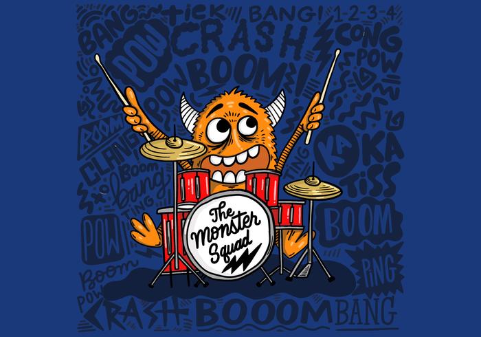 Crazy Monster Drummer Vector 