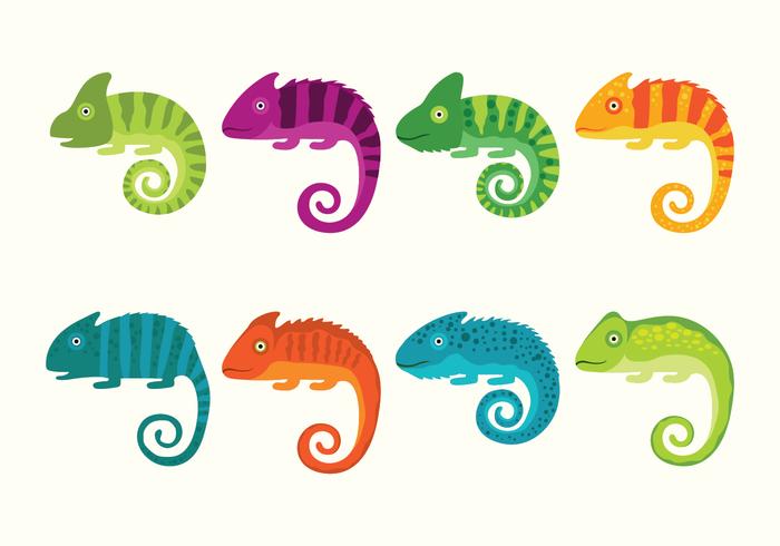 Cute Chameleon Vector Set