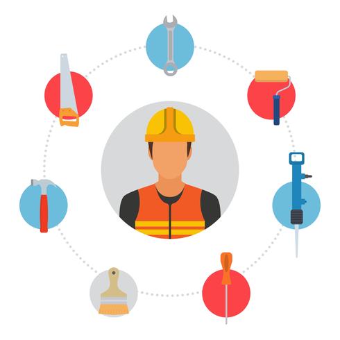 Flat Construction Worker Vectors