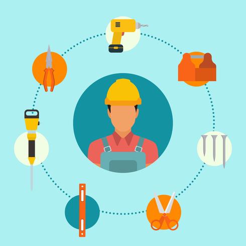 Flat Construction Worker Vectors