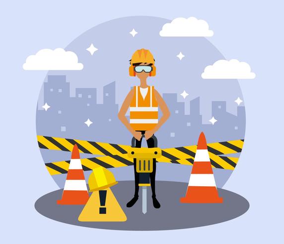 Vector de trabajador de construcción masculina gratis