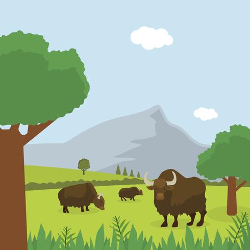 Flat Wild Life Vector Background