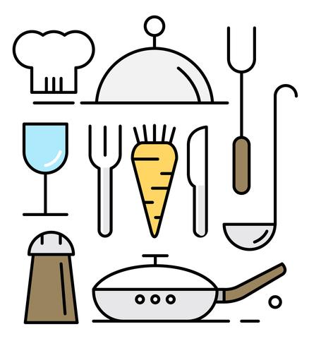 Vectores de utensilios de cocina en estilo minimalista