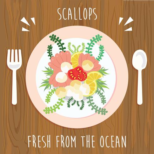 Scallops for Lunch Illustration Vector