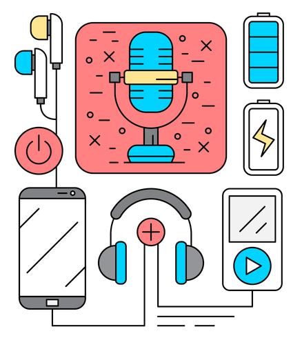 Audio Entertainment Icons vector