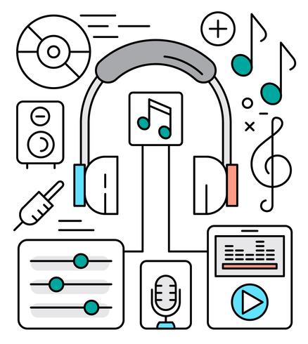 Iconos de música lineal gratis vector