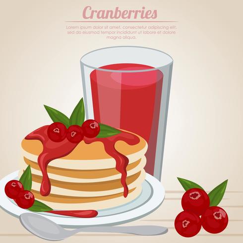 Cranberries Juice And Pancake Topings vector
