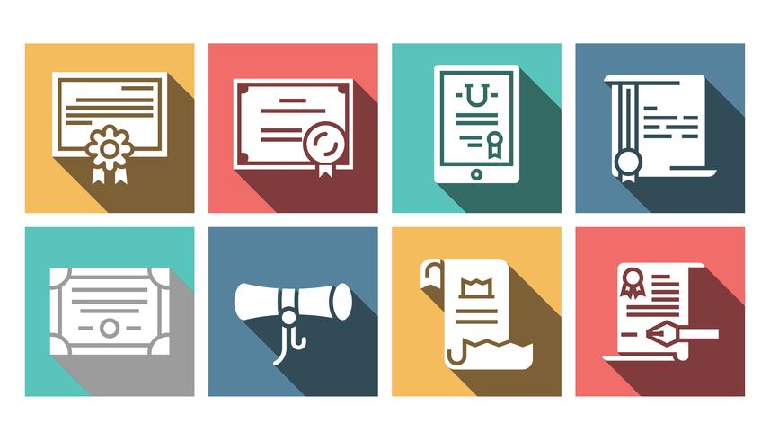 Diploma set vector icon