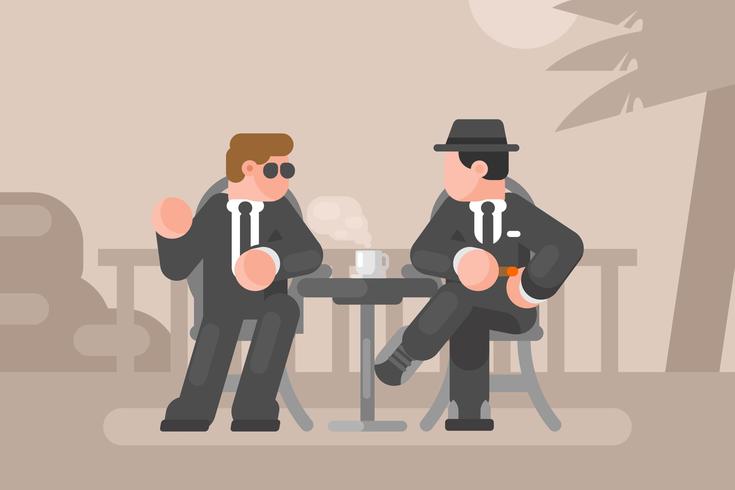 Retro Men in Conversation Illustration vector