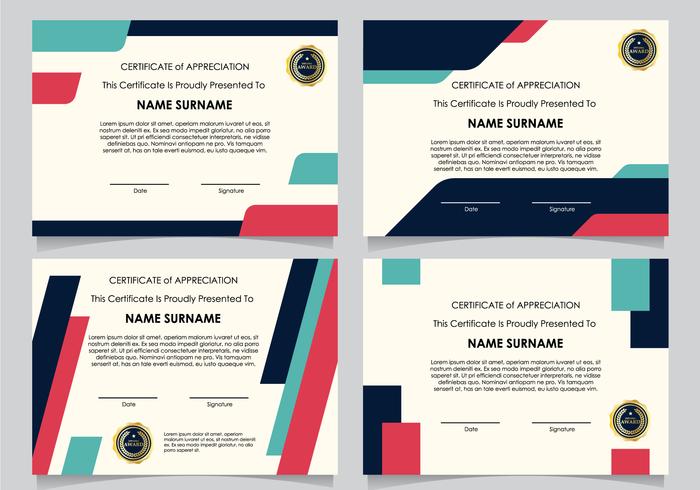 Certificado plano del conjunto de diplomas vector