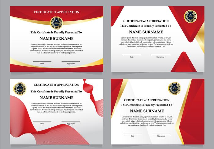 Luxury Red Diploma Certificate Set vector