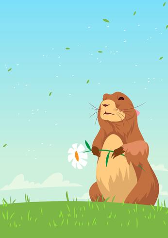 Gopher de primavera con flor Vector