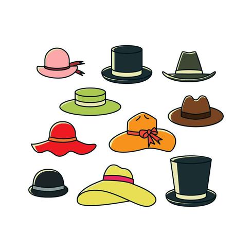 Free Hats Collection In Colorful Vector