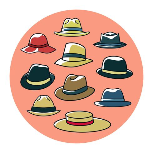 Vector de colección de sombreros de Panamá coloridos gratis