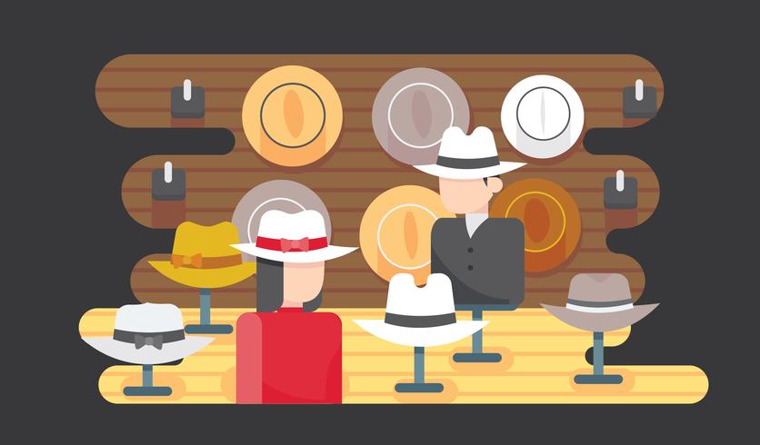 People with Panama Hats Vector