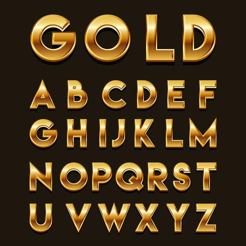 Golden 3D Fonts Vector