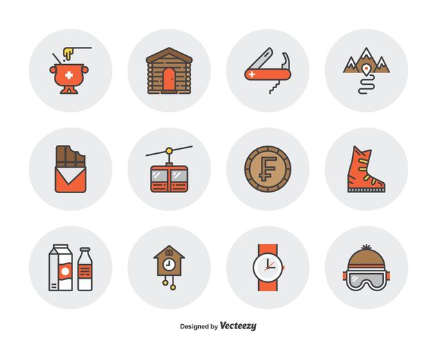 Switzerland Culture Filled Outline Icons vector