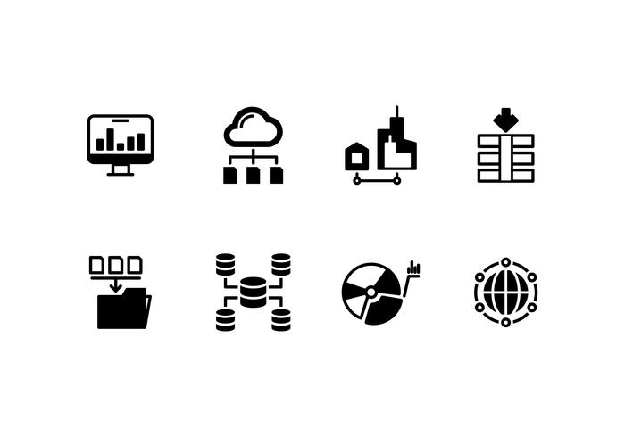 Sistema de base de datos establece icono de vector