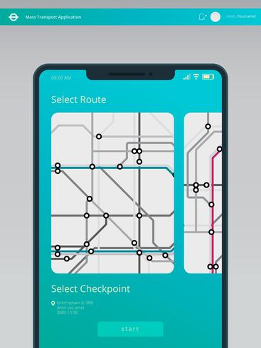 Tube Map Mass Transportation. Mobile Location Sharing and Social Media Template.