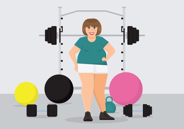 Fat Woman Exercising Vector