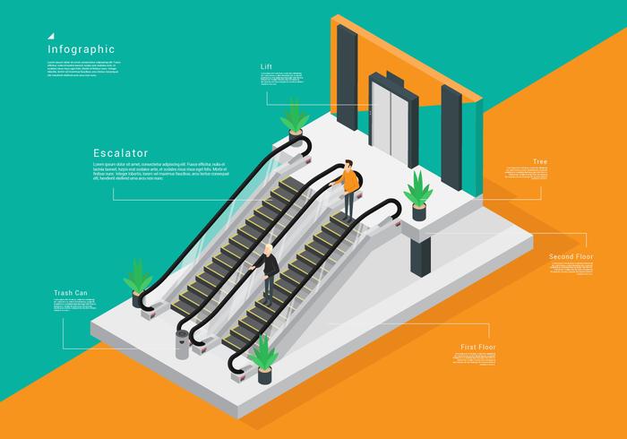 Isometric Escalator Vector Stock