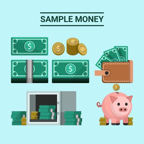 Sample Money Dollar With Save Vector Illustration