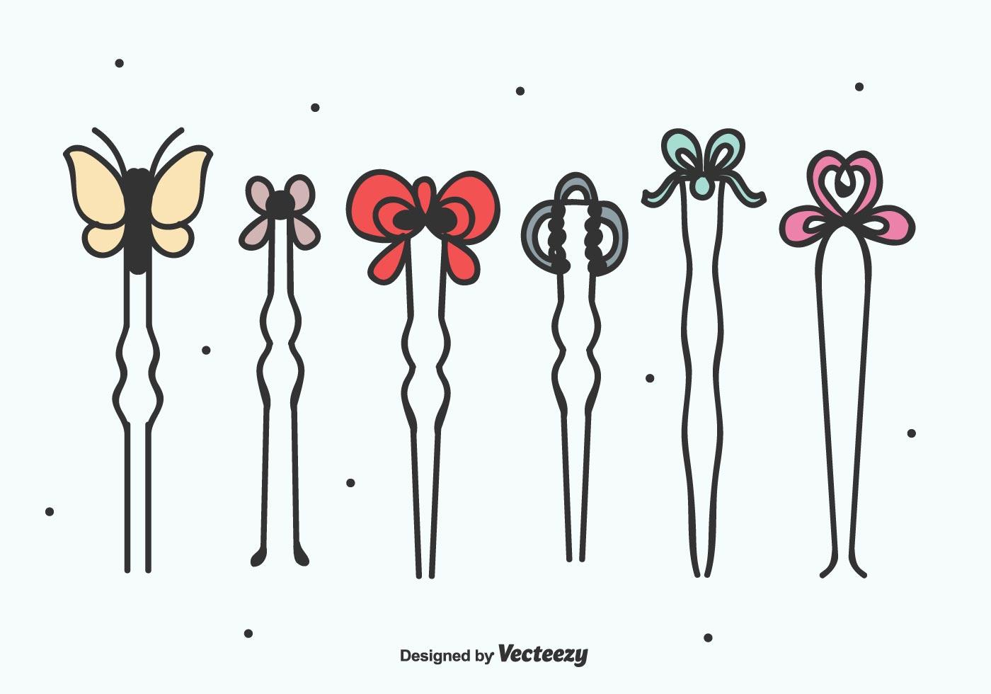 Elegant Hair Pins Vector Set 172022 Vector Art at Vecteezy