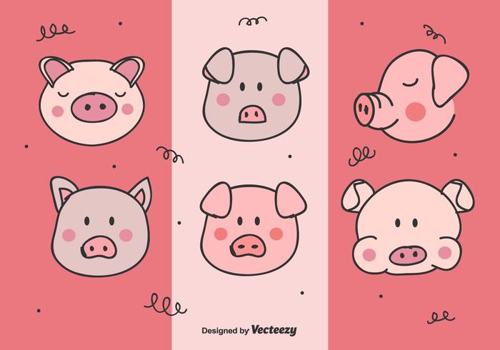 Pig Face Vector Set